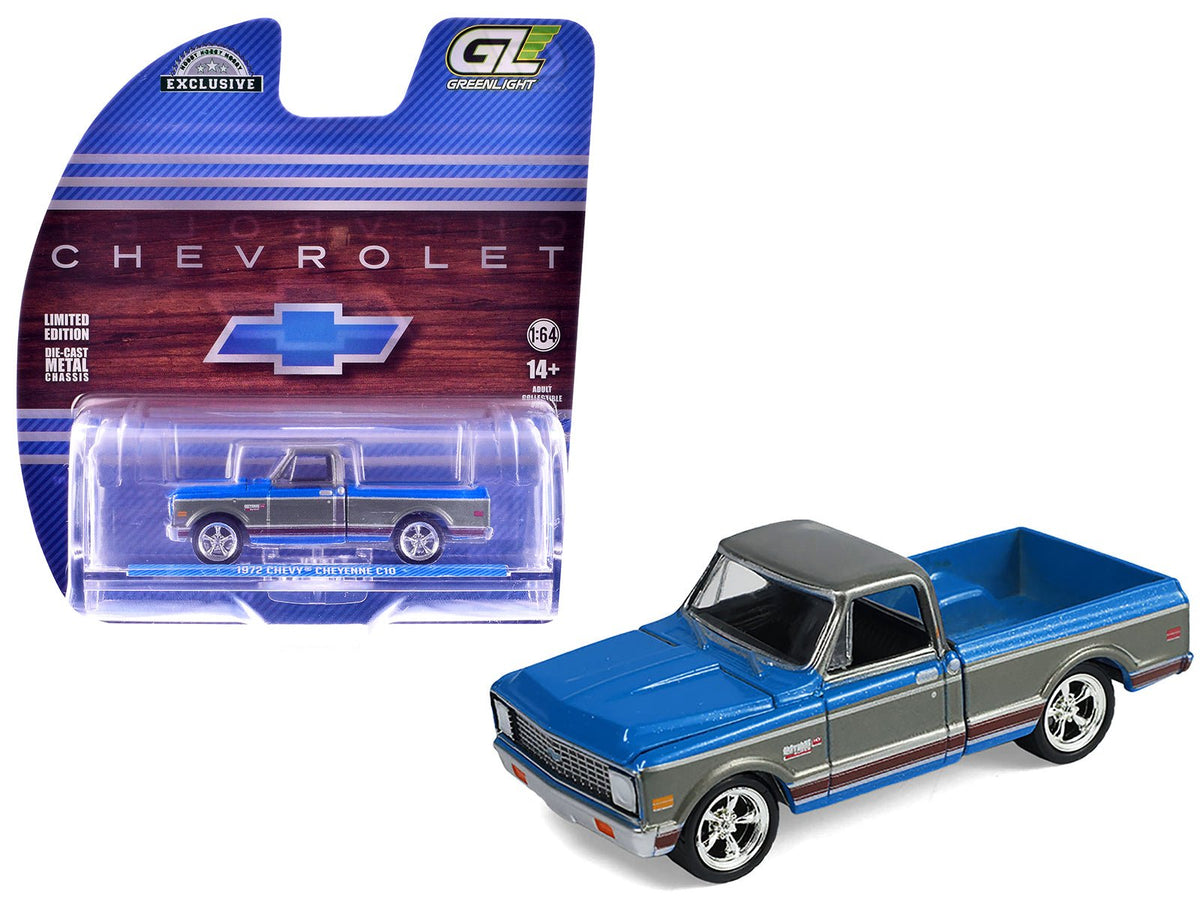 Rapid Vehicles 1972 Chevrolet Cheyenne C10 Short Bed Pickup Truck Electric Blue and Gunmetal Gray...