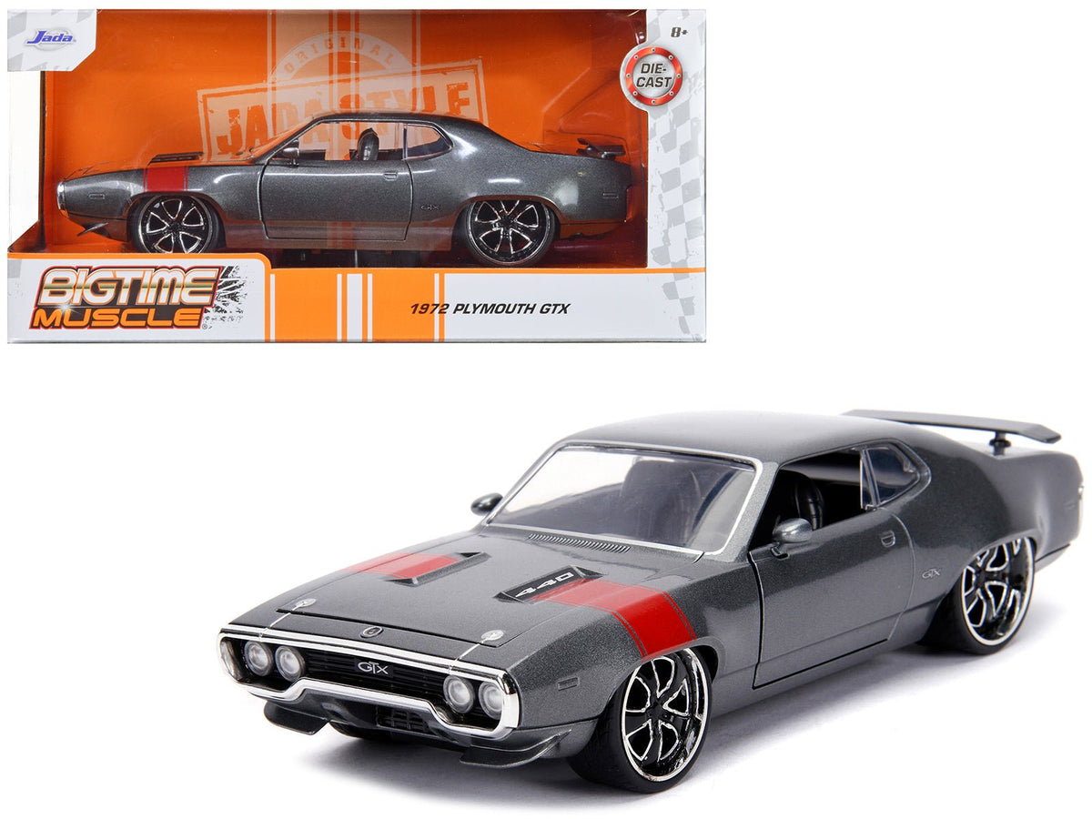 Rapid Vehicles 1972 Plymouth GTX 440 Metallic Gray with Red Stripe "Bigtime Muscle" 1/24 Diecast...