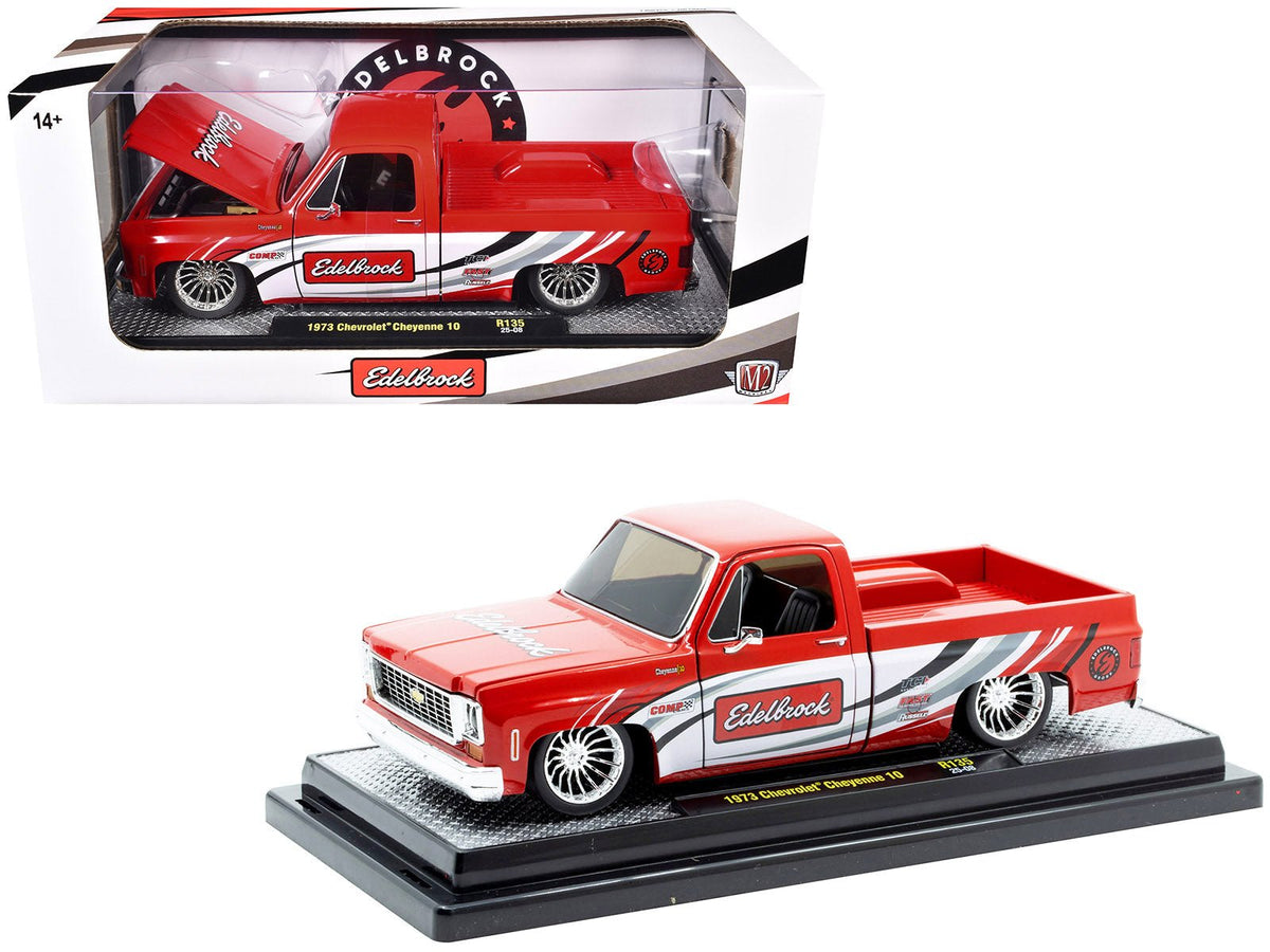 Rapid Vehicles 1973 Chevrolet Cheyenne 10 Pickup Truck "Edelbrock" Red with Graphics Limited...