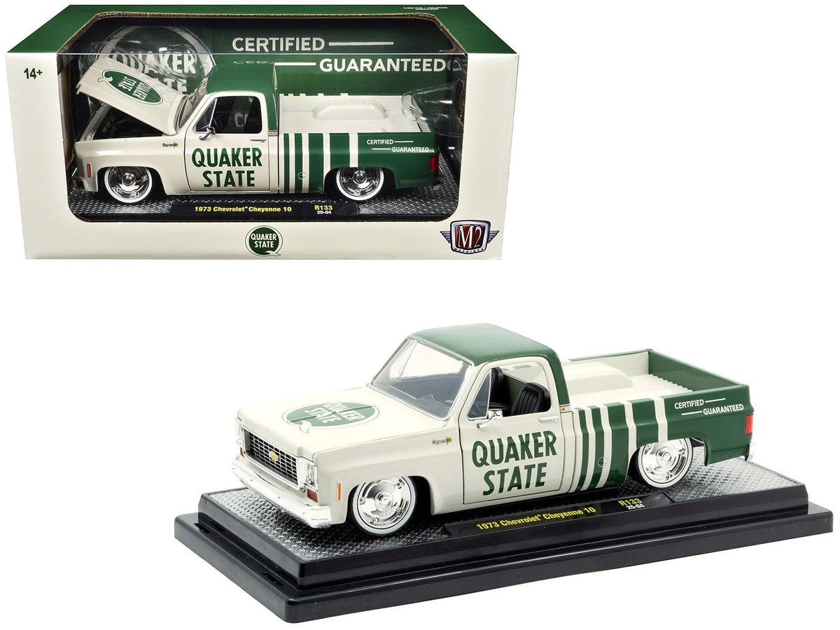 Rapid Vehicles 1973 Chevrolet Cheyenne 10 Pickup Truck "Quaker State" Beige and Green Limited...
