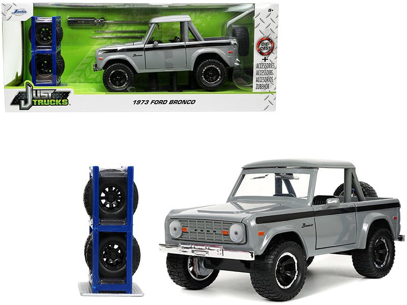 Rapid Vehicles 1973 Ford Bronco Pickup Truck Gray with Black Stripes with Extra Wheels "Just...