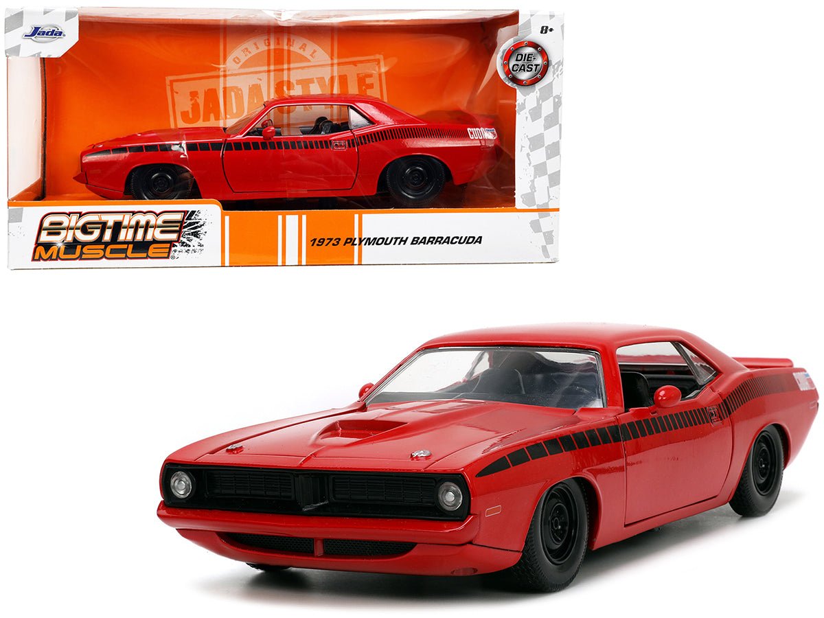 Rapid Vehicles 1973 Plymouth Barracuda Red with Black Stripes "Bigtime Muscle" Series 1/24...