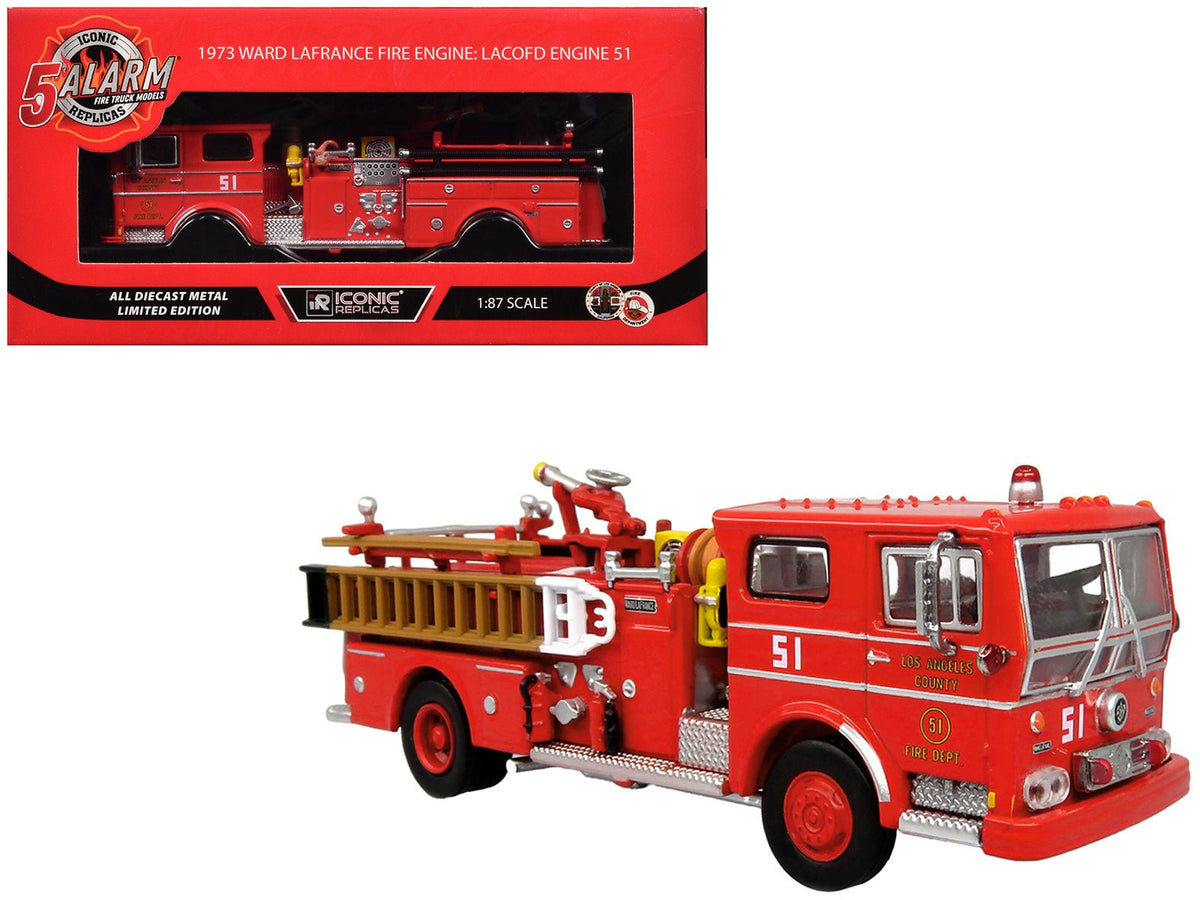 Rapid Vehicles 1973 Ward LaFrance Fire Engine "Los Angeles County Fire Department Engine 51" Red...