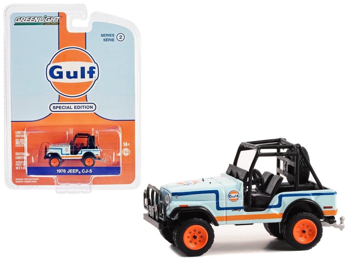 Rapid Vehicles 1976 Jeep CJ-5 Light Blue with Blue and Orange Stripes "Gulf Oil Special Edition"...