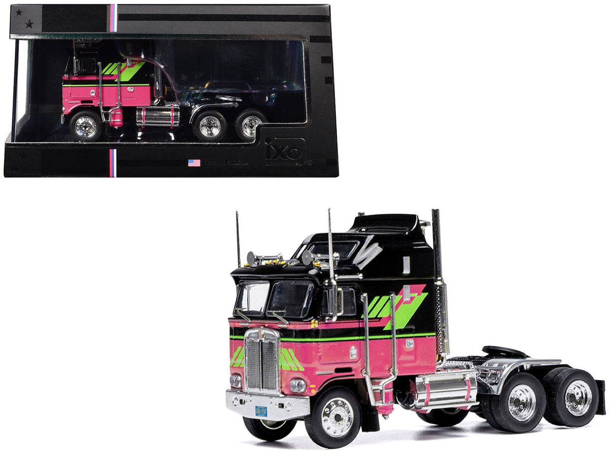 Rapid Vehicles 1976 Kenworth K100 Aerodyne Truck Tractor Black and Pink with Graphics 1/64...
