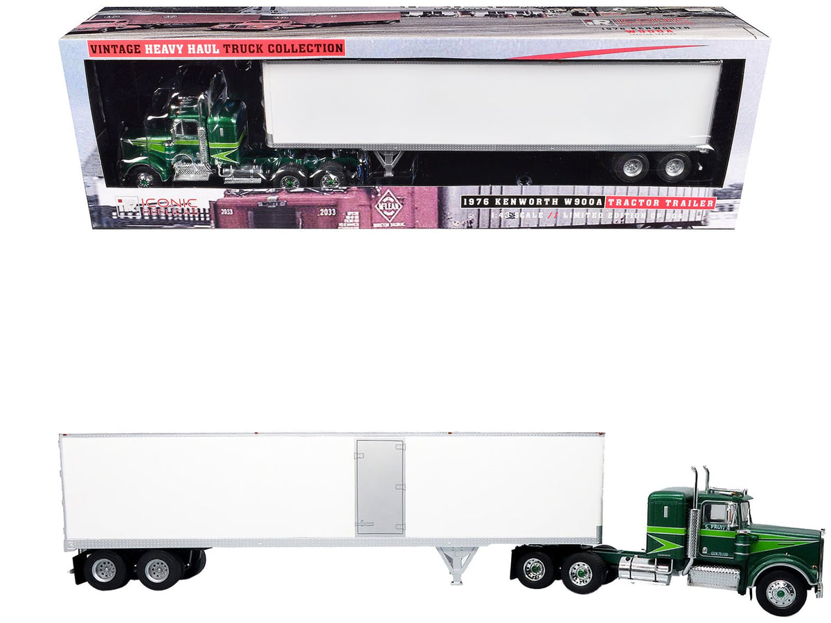 Rapid Vehicles 1976 Kenworth W900A Tractor with Dry Goods Trailer Green Metallic with Light Green...
