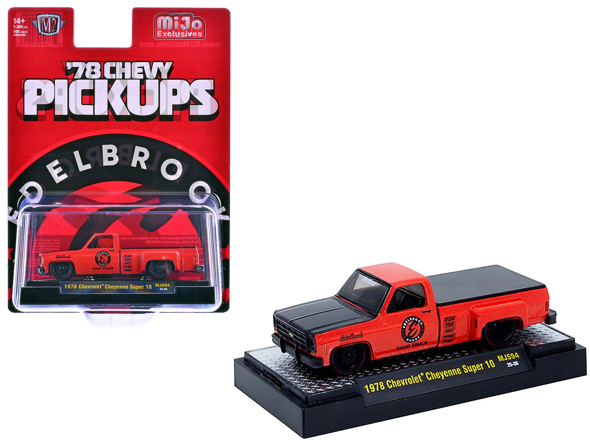 Rapid Vehicles 1978 Chevrolet Cheyenne Super 10 Pickup Truck "Edelbrock" Red with Black Hood...