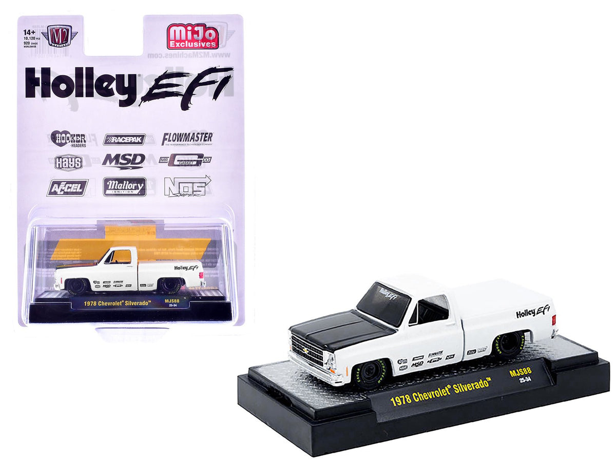 Rapid Vehicles 1978 Chevrolet Silverado Pickup Truck "Holley EFI" White with Black Hood Limited...