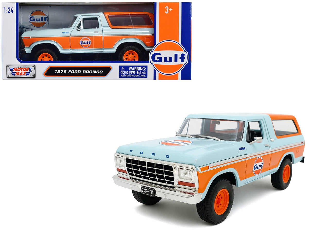 Rapid Vehicles 1978 Ford Bronco Light Blue and Orange "Gulf Oil" "Gulf Die-Cast Collection" 1/24...
