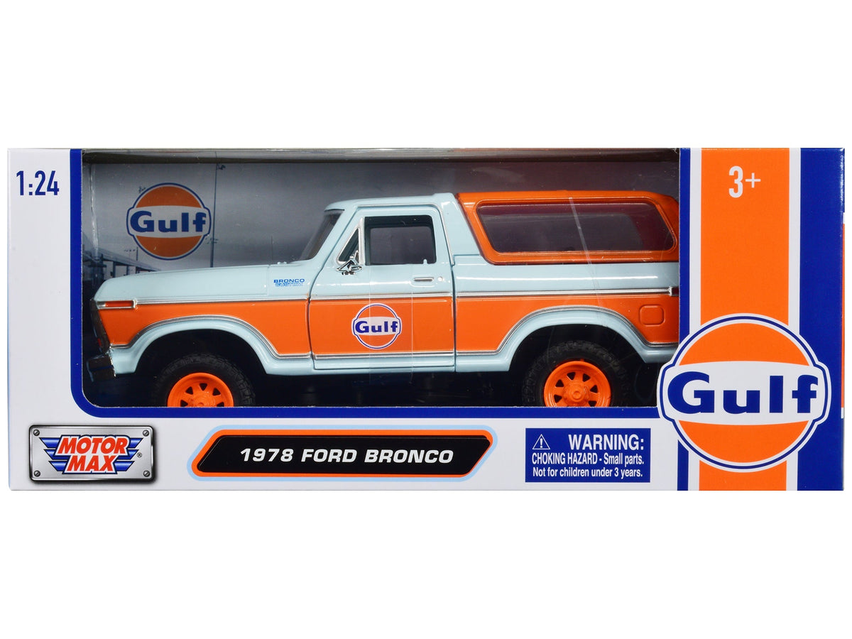 Rapid Vehicles 1978 Ford Bronco Light Blue and Orange "Gulf Oil" "Gulf Die-Cast Collection" 1/24...