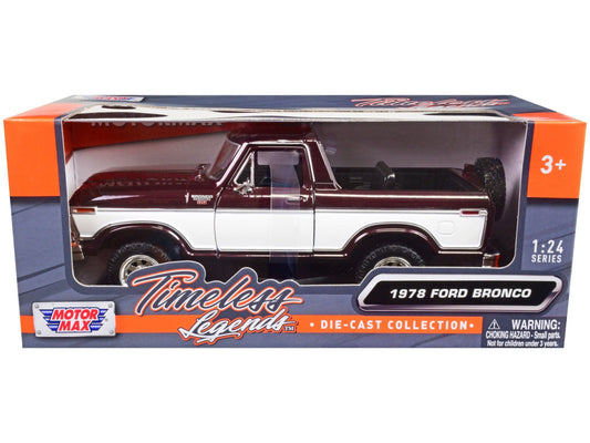 Rapid Vehicles 1978 Ford Bronco Ranger XLT (Open Top) with Spare Tire Burgundy Metallic and White...