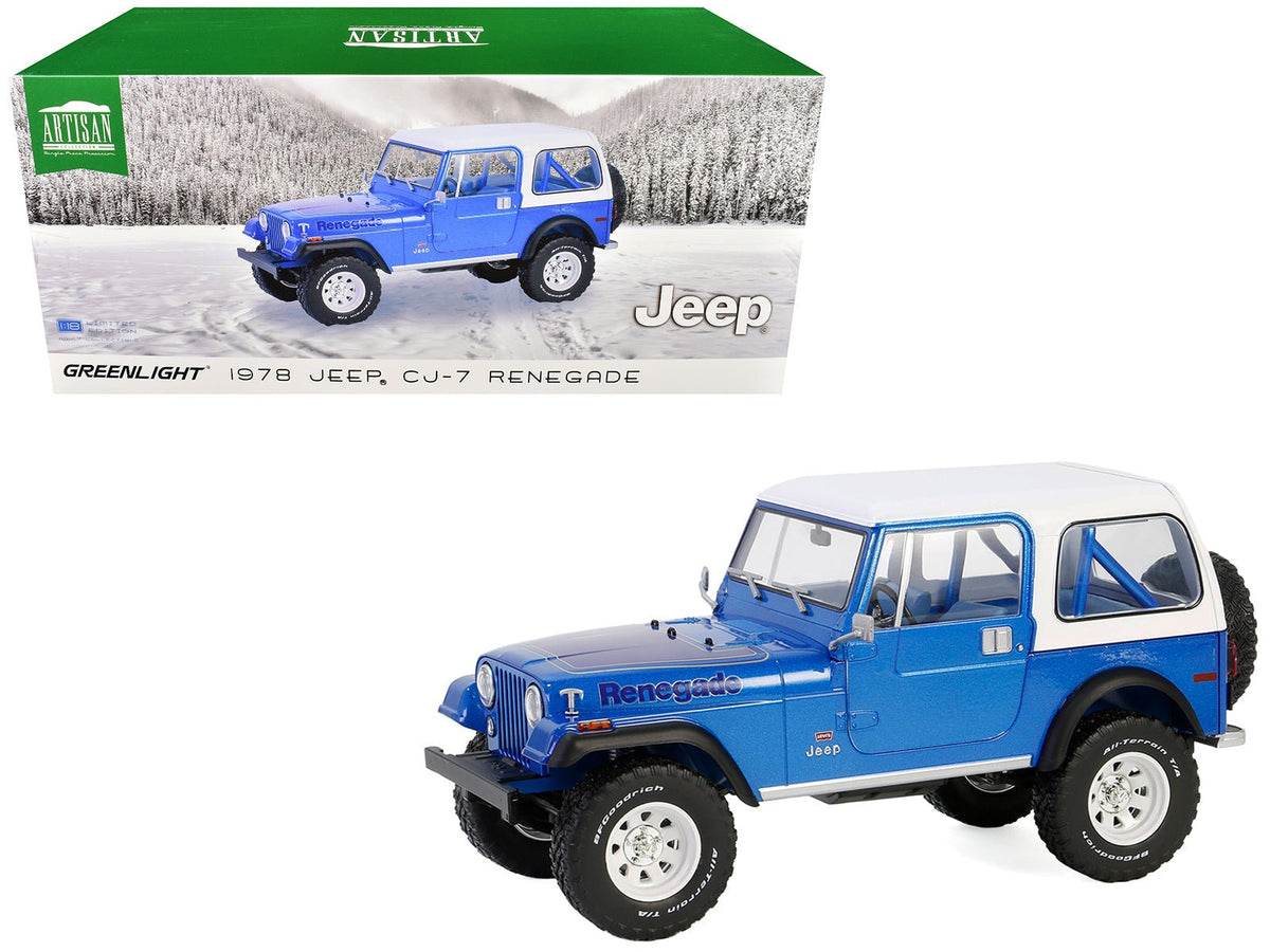 Rapid Vehicles 1978 Jeep CJ-7 Renegade Captain Blue Metallic with White Top "Artisan Collection"...