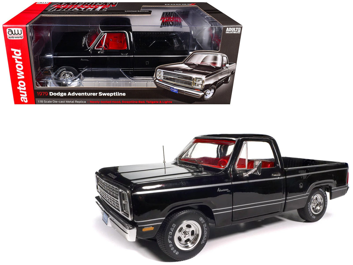 Rapid Vehicles 1979 Dodge Adventurer Sweptline Pickup Truck Black with Red Interior "American...