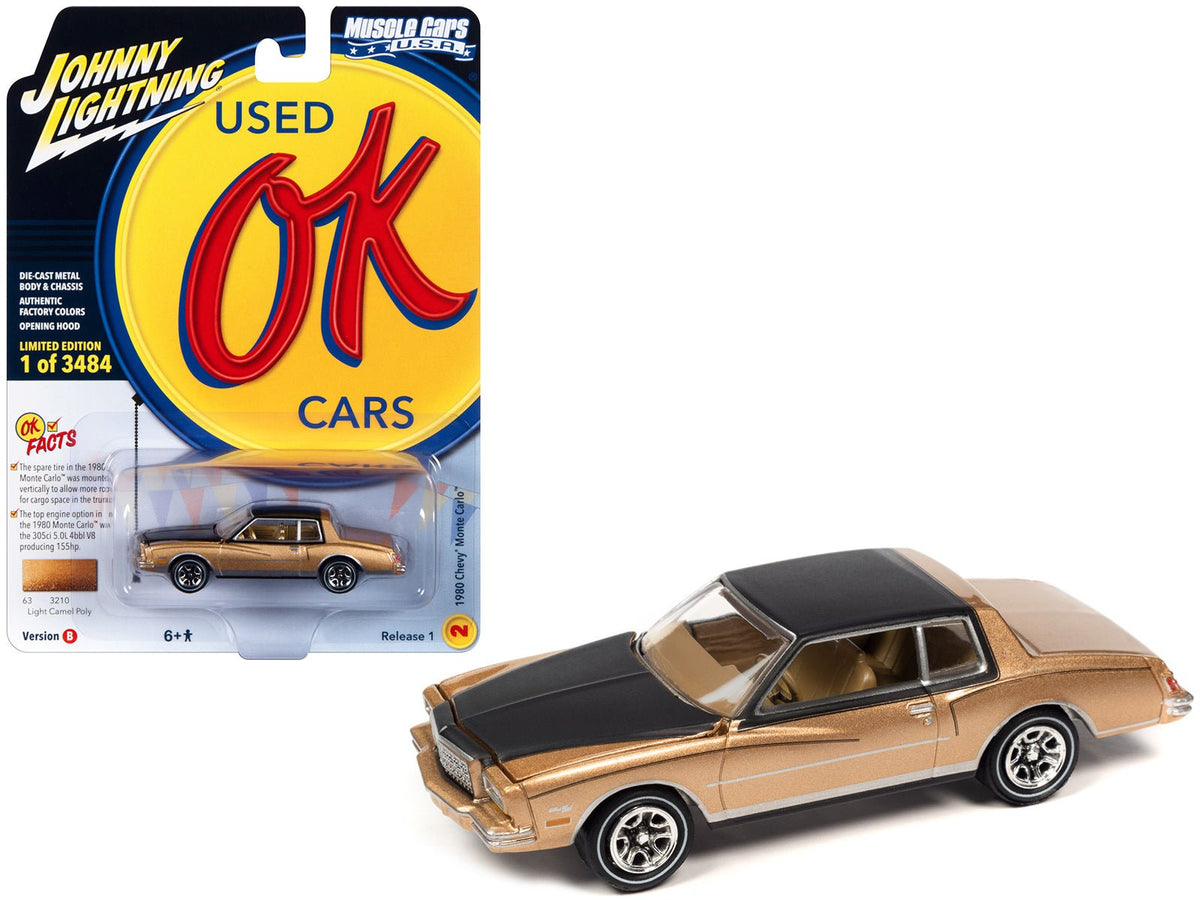 Rapid Vehicles 1980 Chevrolet Monte Carlo Light Camel Gold Metallic with Black Top and Hood...