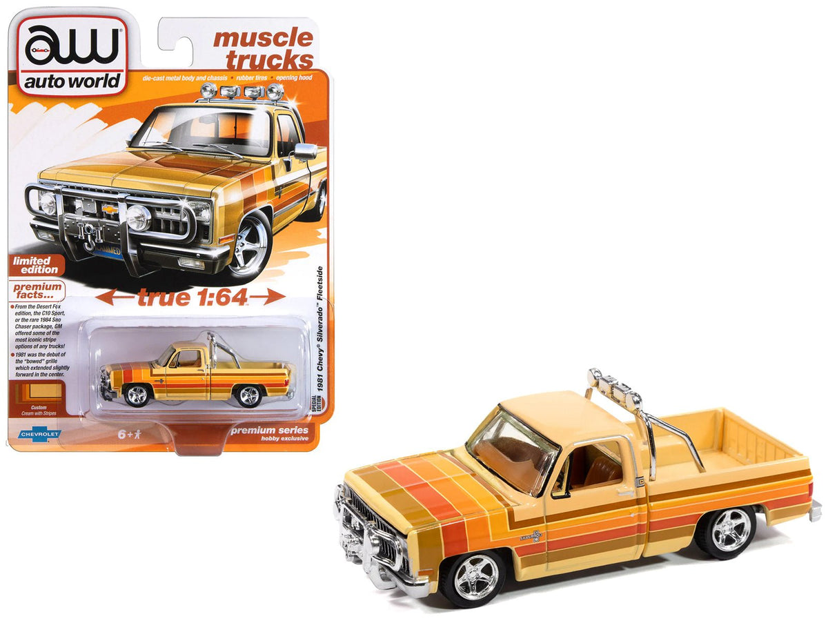 Rapid Vehicles 1981 Chevrolet Silverado Fleetside Pickup Truck Cream with Stripes "Hobby...