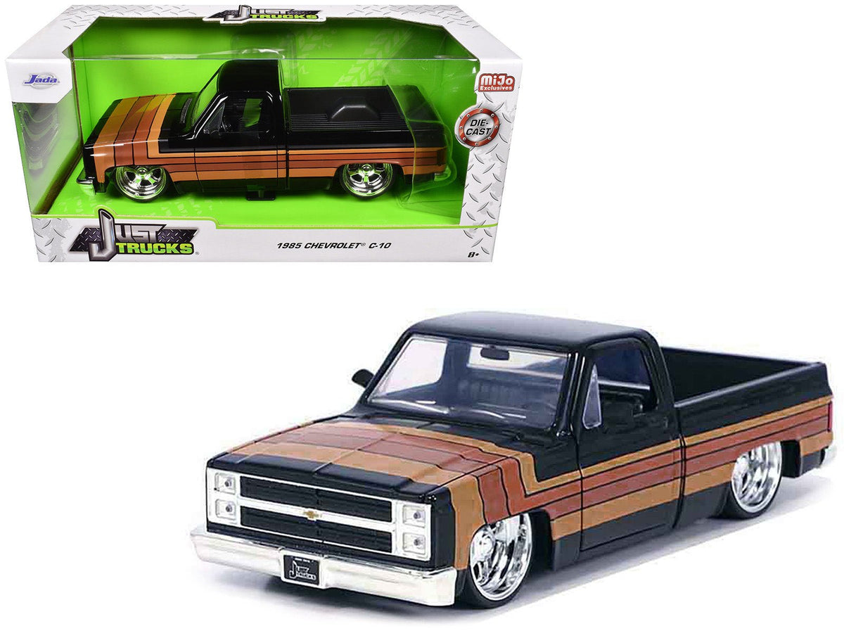 Rapid Vehicles 1985 Chevrolet C-10 Pickup Truck Black with Stripes and Paradox Wheels "Just...