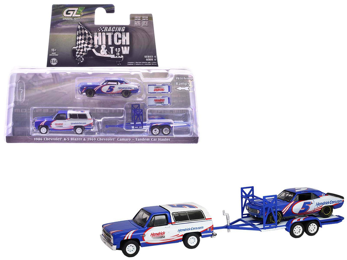 Rapid Vehicles 1986 Chevrolet K5 Blazer Blue and White and 1969 Chevrolet Camaro #5 Blue and...