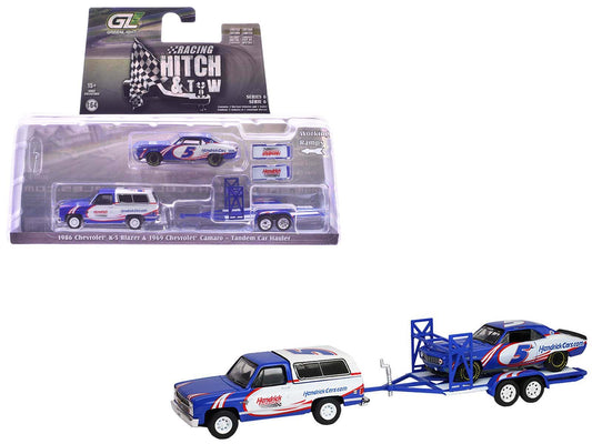 Rapid Vehicles 1986 Chevrolet K5 Blazer Blue and White and 1969 Chevrolet Camaro #5 Blue and...
