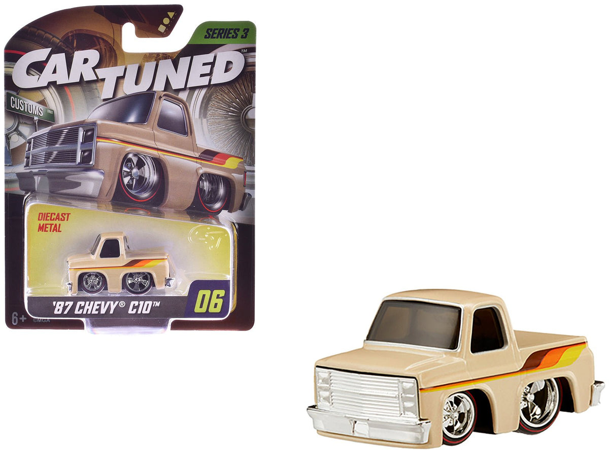 Rapid Vehicles 1987 Chevrolet C10 Pickup Truck Beige with Stripes "Customs" Series 3 Diecast...