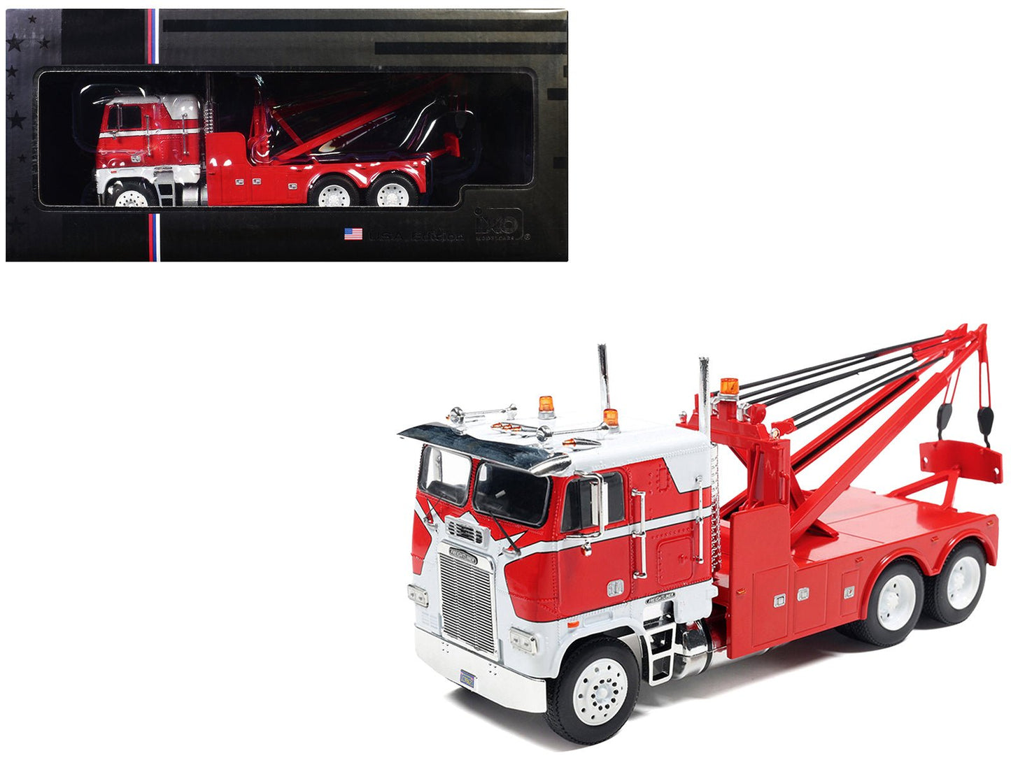 1987 Freightliner FLA Tow Truck Red and White 1/43 Diecast Model by IXO Models  free shipping USA