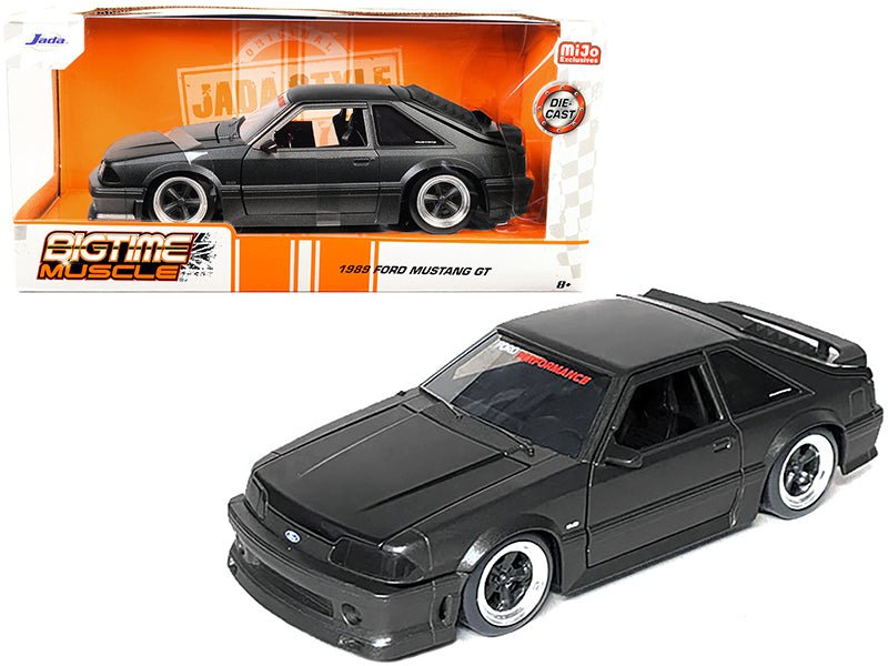 Rapid Vehicles 1989 Ford Mustang GT 5.0 Matt Black Metallic with Matt Black Hood "Bigtime Muscle"...