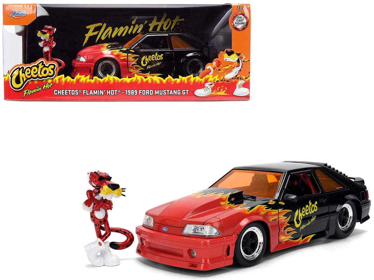 Rapid Vehicles 1989 Ford Mustang GT Black with Red Flame Graphics and Chester Cheetah Diecast...