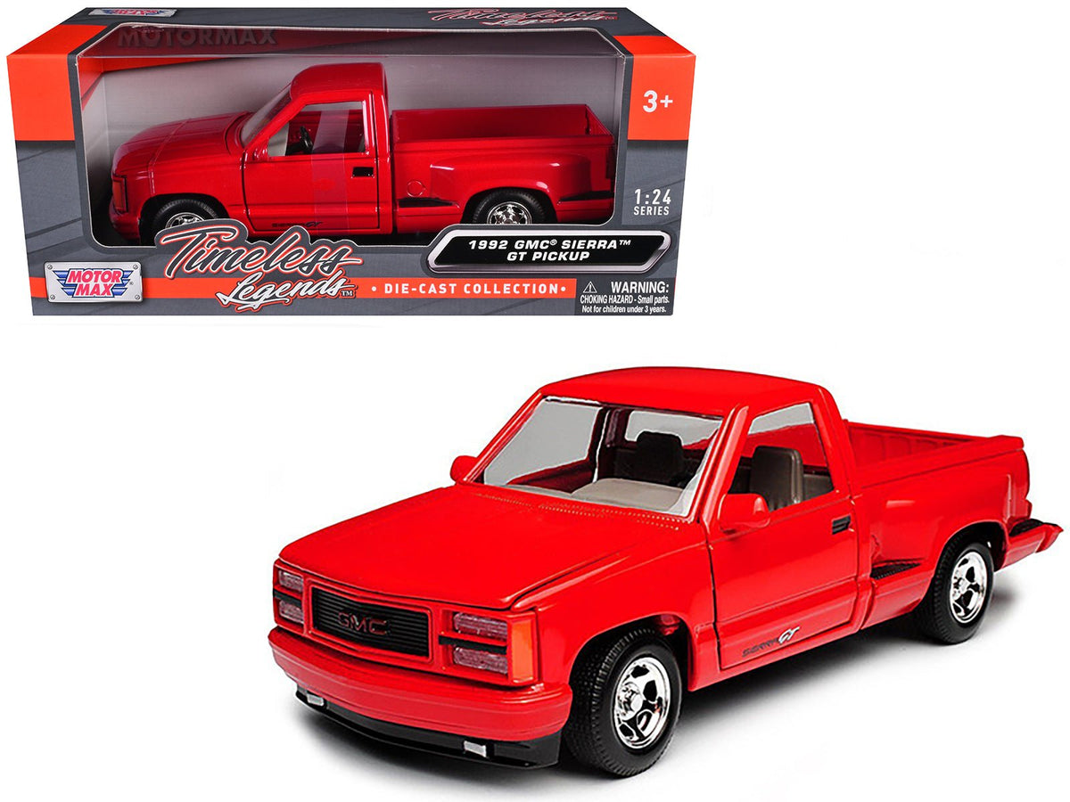 Rapid Vehicles 1992 GMC Sierra GT Red Pickup Truck 1/24 Diecast Model by Motormax  free shipping USA