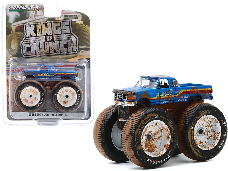 Rapid Vehicles 1996 Ford F-250 Monster Truck "Bigfoot #7" Blue (Dirty Version) "Kings of Crunch"...