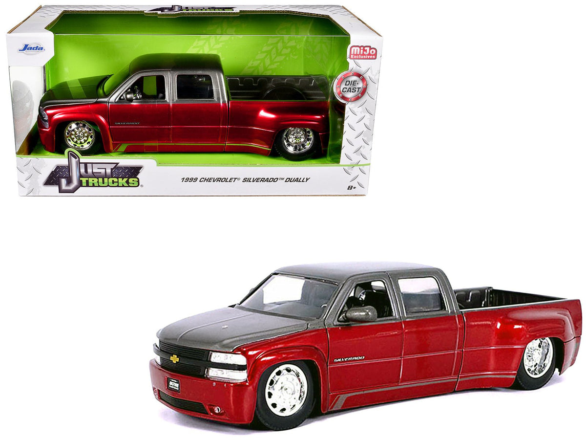 Rapid Vehicles 1999 Chevrolet Silverado Dually Pickup Truck Red Metallic and Gray with Stock...