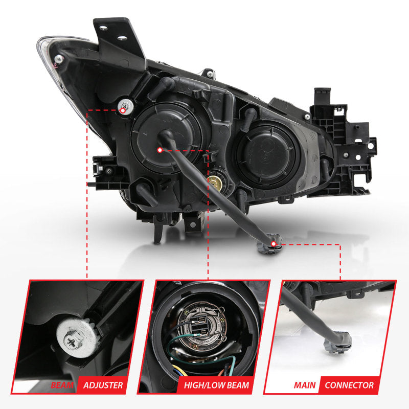Anzo Projector Headlights With Halo Black w/Amber 14-17 Mazda 3