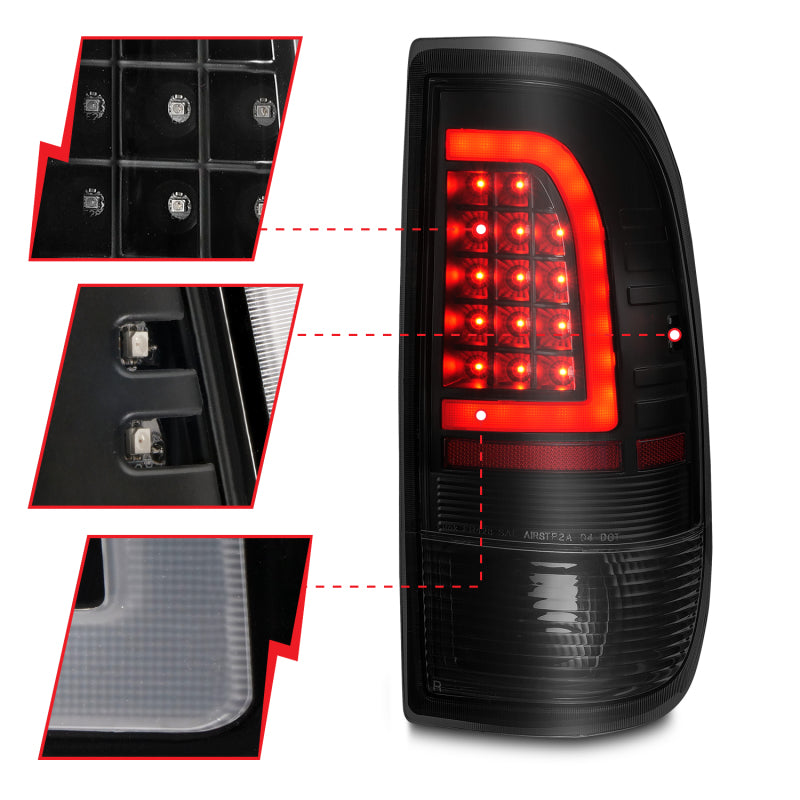 FR SPORT ANZO 1997-2003 Ford F-150 LED Tail Lights w/ Light Bar Black Housing Smoke Lens 311378 -...