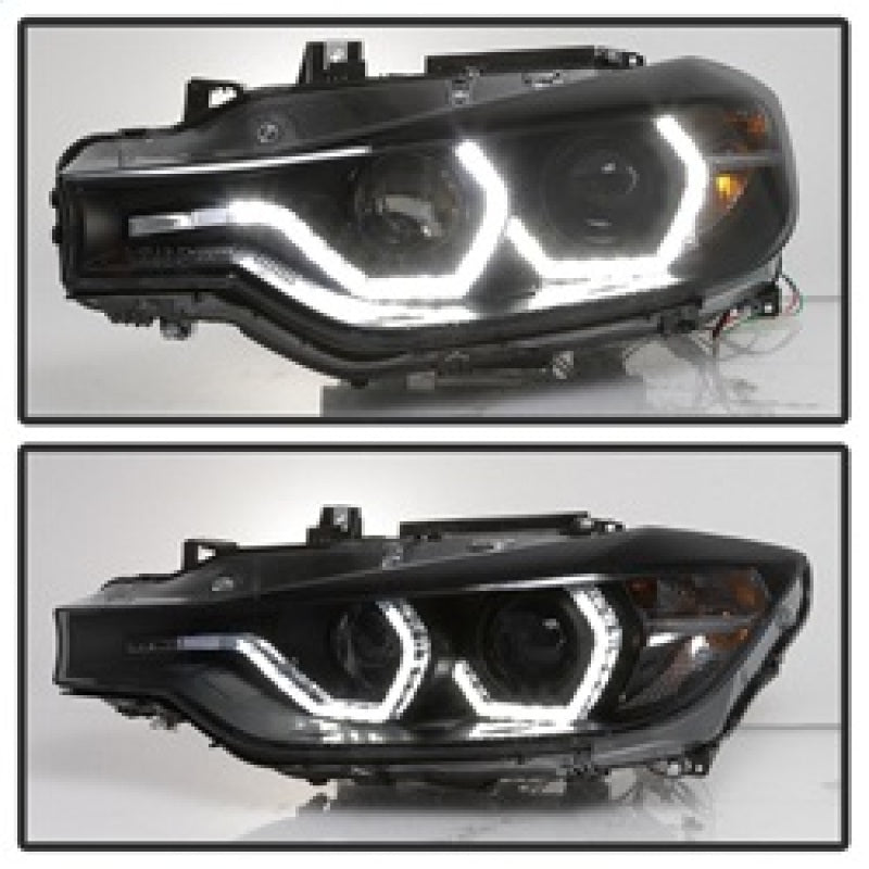FR SPORT Spyder 12-14 BMW F30 3 Series 4DR Projector Headlights - LED DRL - Blk Smoke...