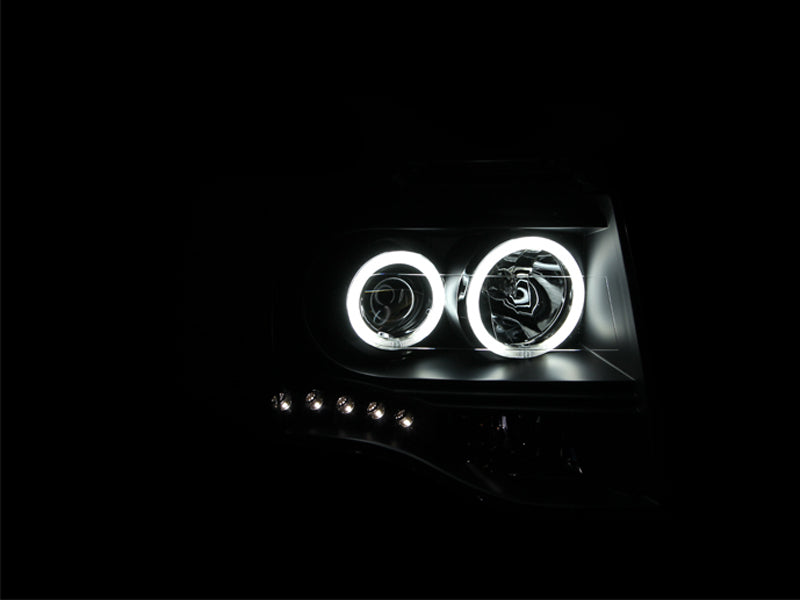 Anzo 2007-2014 Ford Expedition Projector Headlights w/ Halo Black
