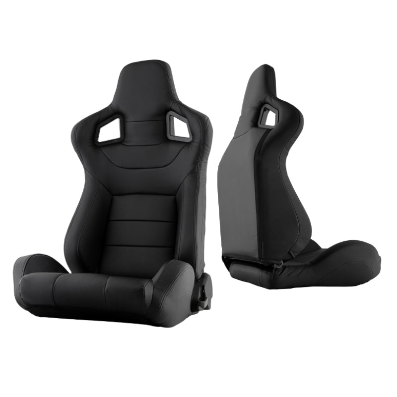 FR SPORT SPYDER Xtune Scs Style Racing Seat Pu (Double Slider) Black/Black Driver Side...