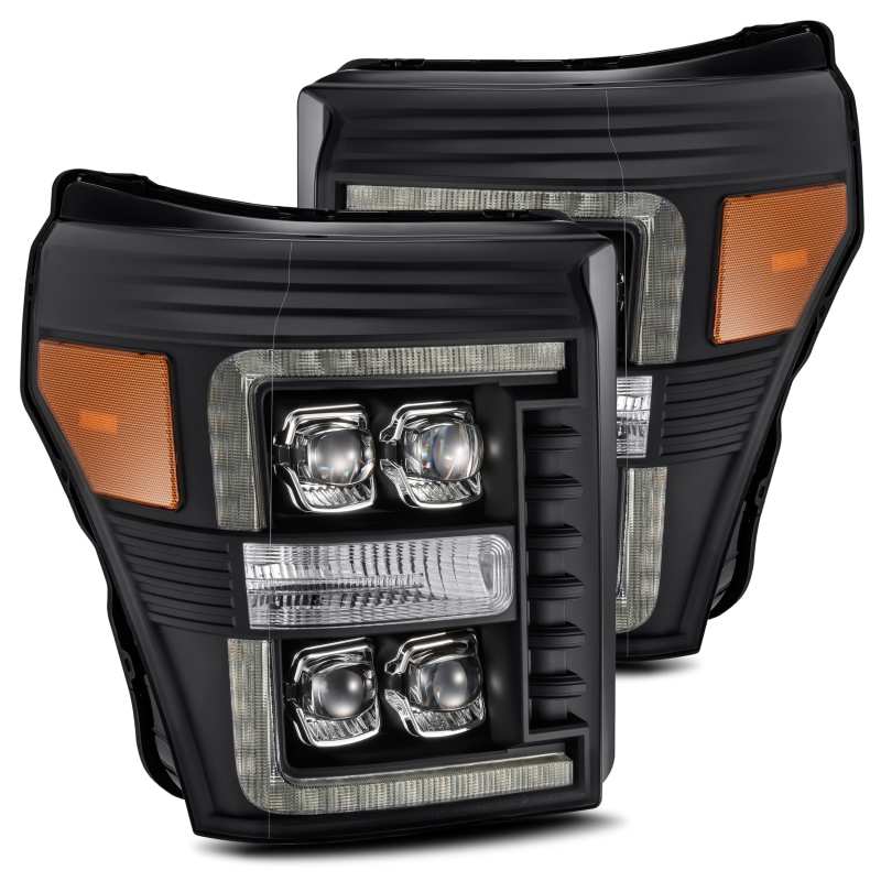 FR SPORT AlphaRex 11-16 Ford F-350 SD NOVA LED Projector Headlights Plank Style Blk w/Activ...