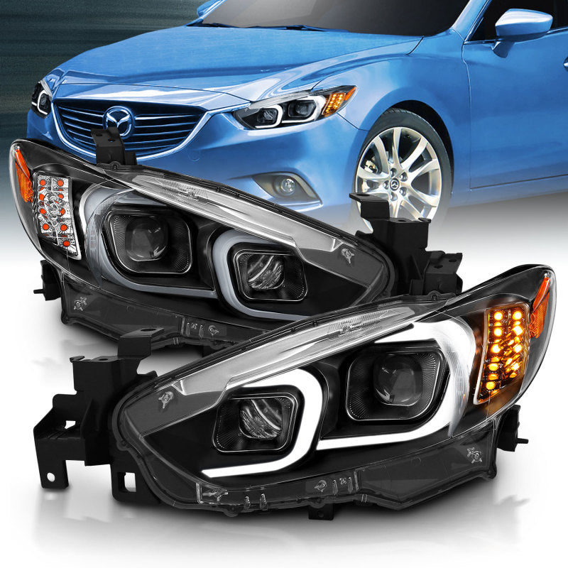Anzo 2014-2015 Mazda 6 Projector Headlights w/ Plank Style Design Black