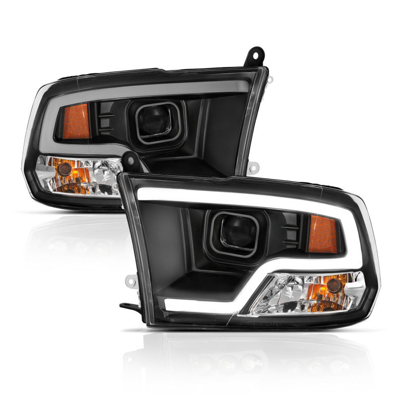 Anzo Dodge Ram 09-18 Projector Plank Style Headlight w/Halo Black Clear