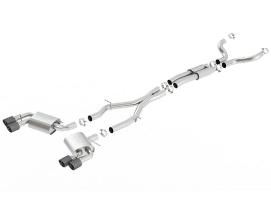 FR SPORT Borla 16-17 Chevy Camaro 6.2L 4in Dual Carbon Fiber Tips Dual Split Exit S-Type Catback...