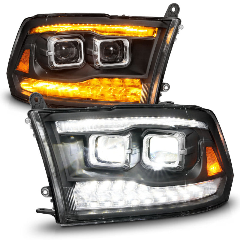 FR SPORT ANZO 09-18 Dodge Ram 1500/2500/3500 Full LED Proj Headlights w/Switchback Light Bar -...
