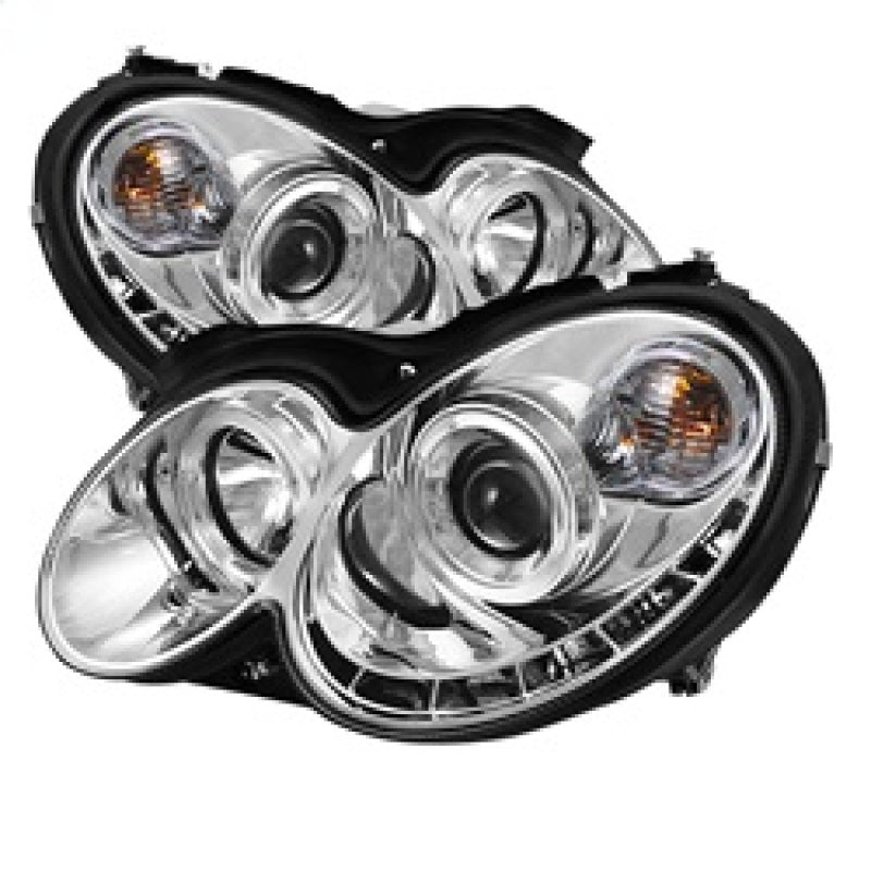 FR SPORT Spyder Mercedes Benz CLK 03-09 Projector Halogen Model- LED Halo DRL Chrm...
