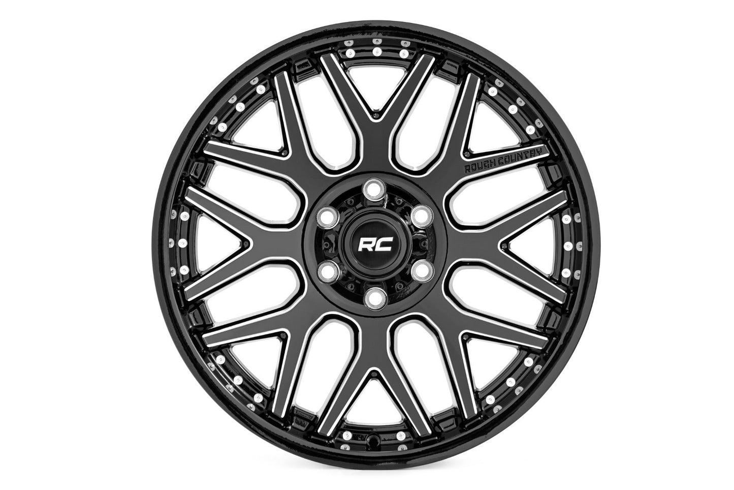 Rough Country 95 Series Wheel Gloss Black W/ Machine