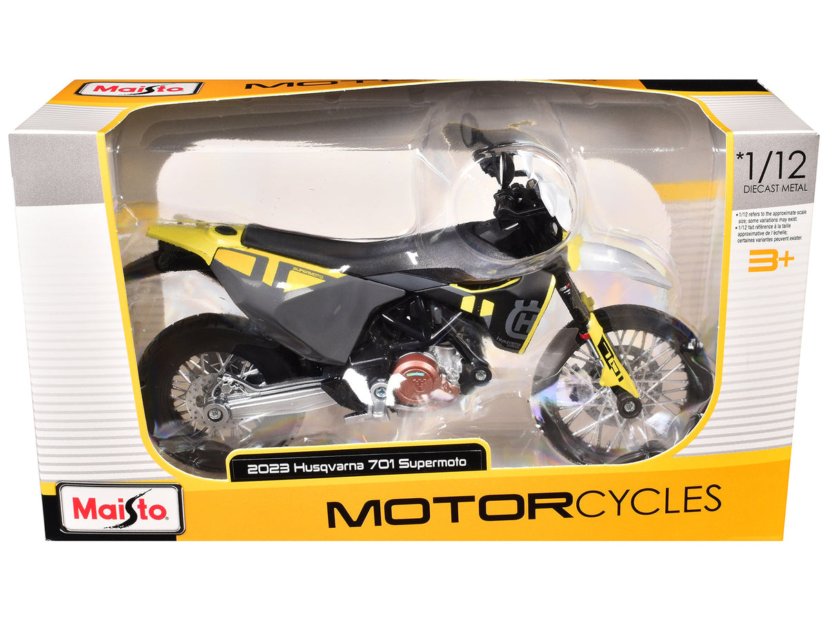 Rapid Vehicles 2023 Husqvarna 701 Supermoto Motorcycle Matt Black and Gray with Yellow and White...