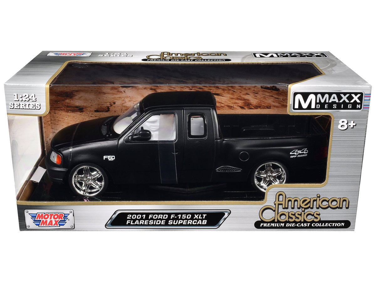 Rapid Vehicles 2001 Ford F-150 XLT Flareside Supercab Pickup Truck Matt Black with White Interior...