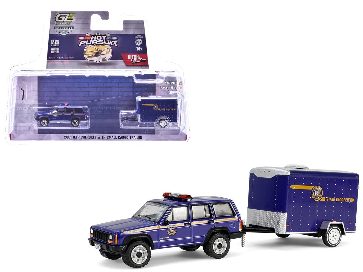 Rapid Vehicles 2001 Jeep Cherokee "New York State Police" Blue with Yellow Stripes and Small...