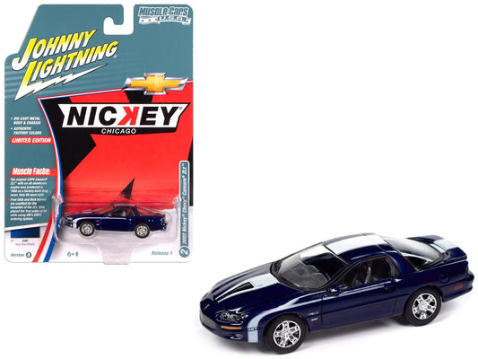 Rapid Vehicles 2002 Chevrolet Nickey Camaro ZL1 Navy Blue Metallic with White Stripes "Muscle...