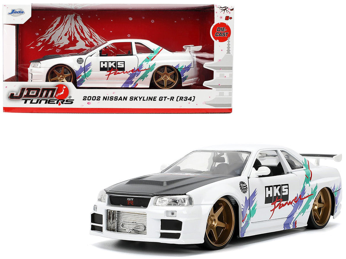 Rapid Vehicles 2002 Nissan Skyline GT-R (R34) RHD (Right Hand Drive) "HKS Power" White with...