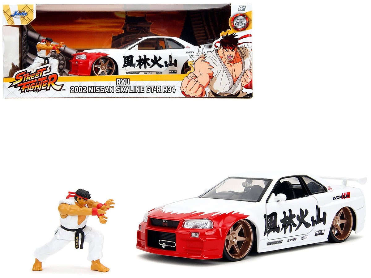 Rapid Vehicles 2002 Nissan Skyline GT-R (R34) RHD (Right Hand Drive) White with Red Graphics and...