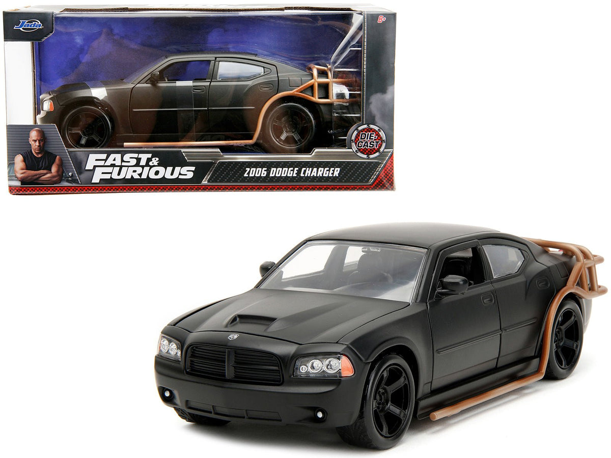 Rapid Vehicles 2006 Dodge Charger Matt Black with Outer Cage "Fast & Furious" Movie 1/24 Diecast...