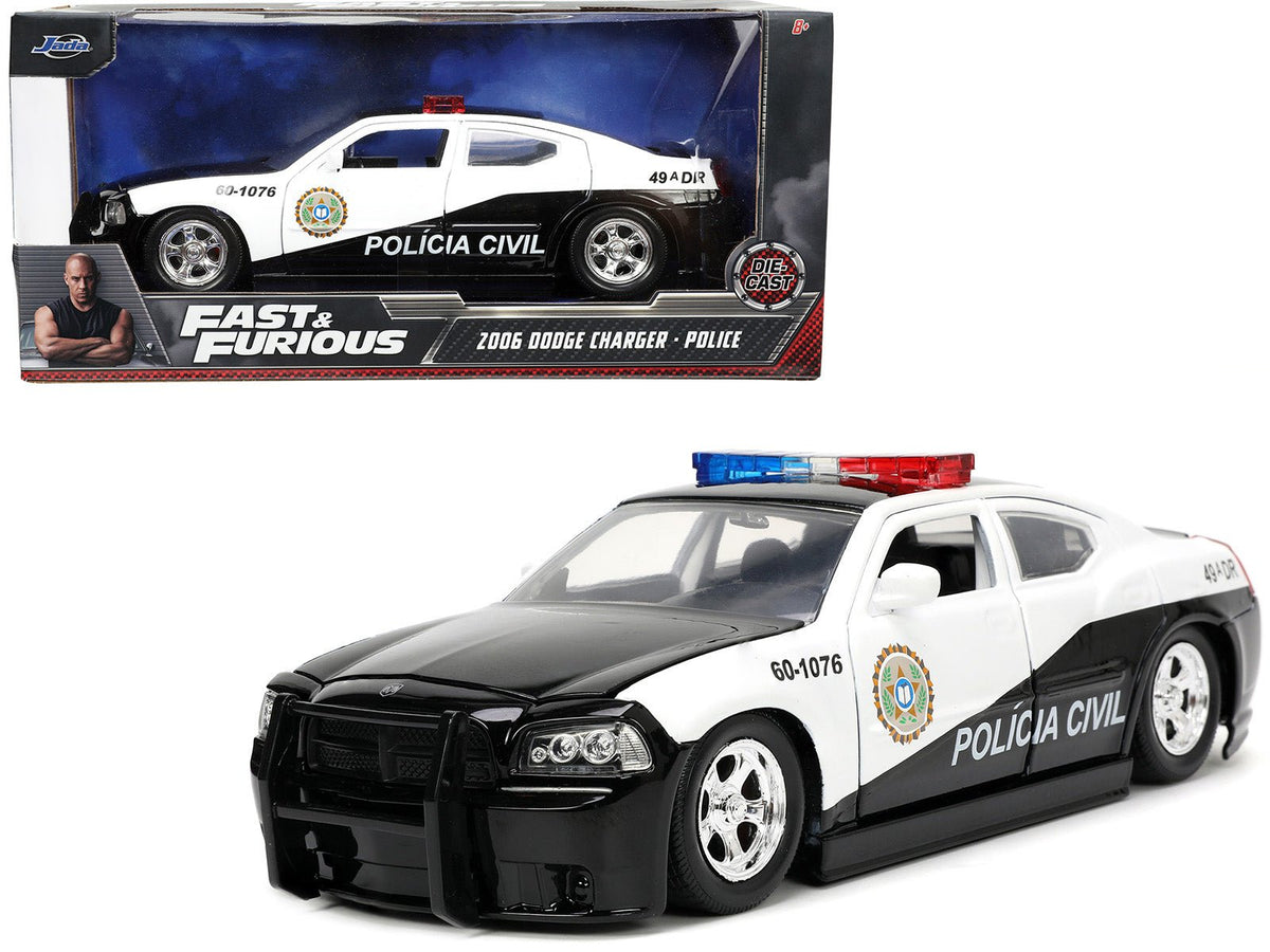 Rapid Vehicles 2006 Dodge Charger Police Black and White "Policia Civil" "Fast & Furious" Series...