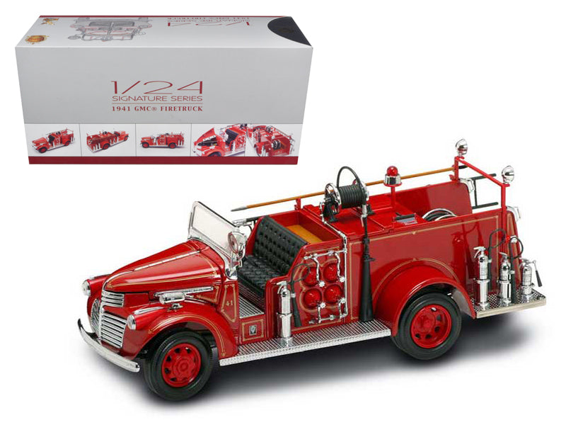 Rapid Vehicles 1941 GMC Fire Engine Red with Accessories 1/24 Diecast Model Car by Road Signature...